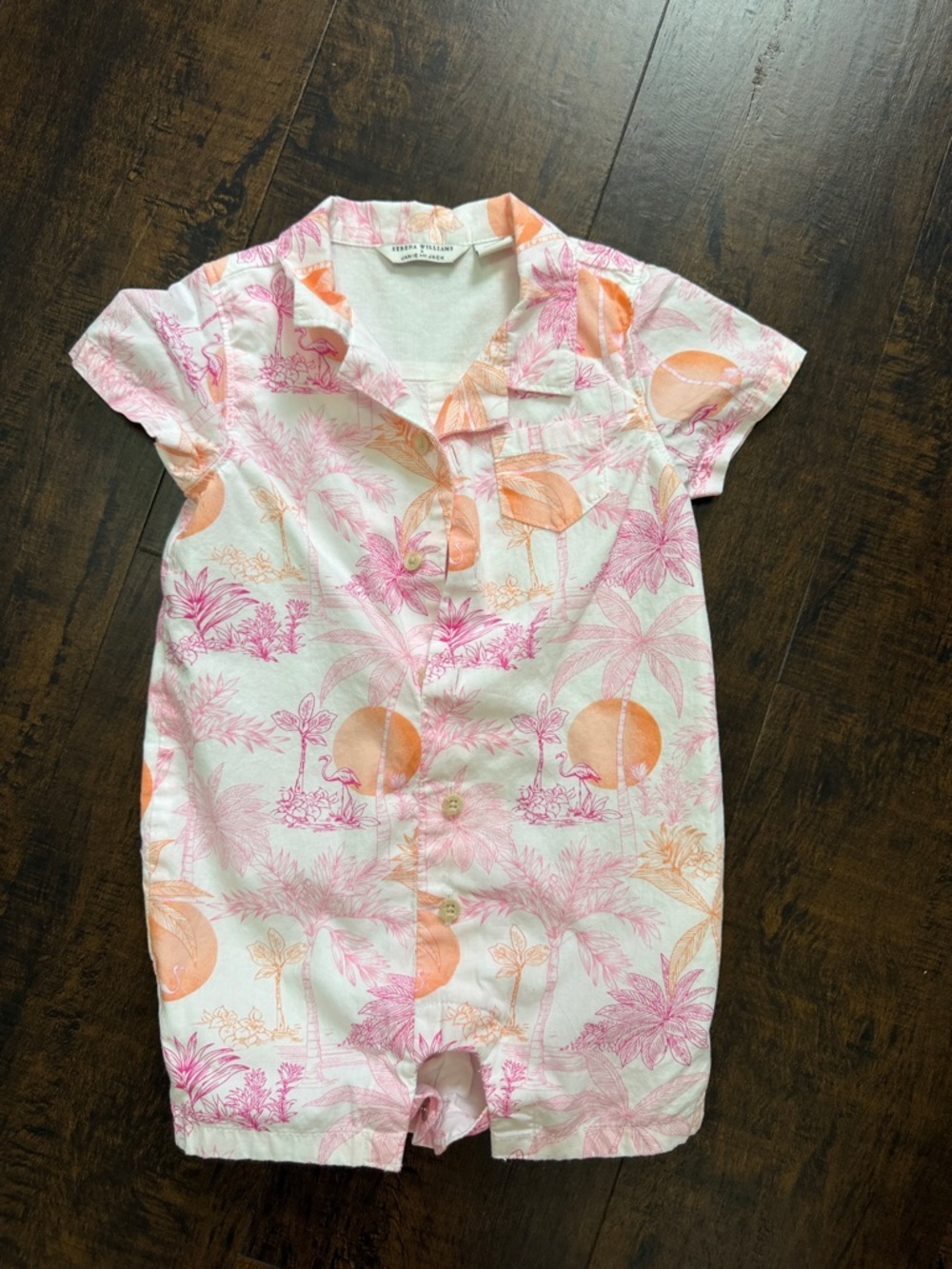 Janie and Jack Pink and Orange Tropical Print One-Piece